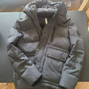 Boys L Size Hooded Winter Down Jacket (Excellent Condition) (Dark Gray)